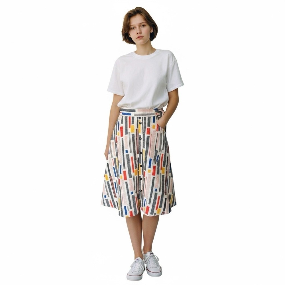 Anthropologie Hutch Colorful Willem Striped A-Line Button Front Skirt Size‎ 2